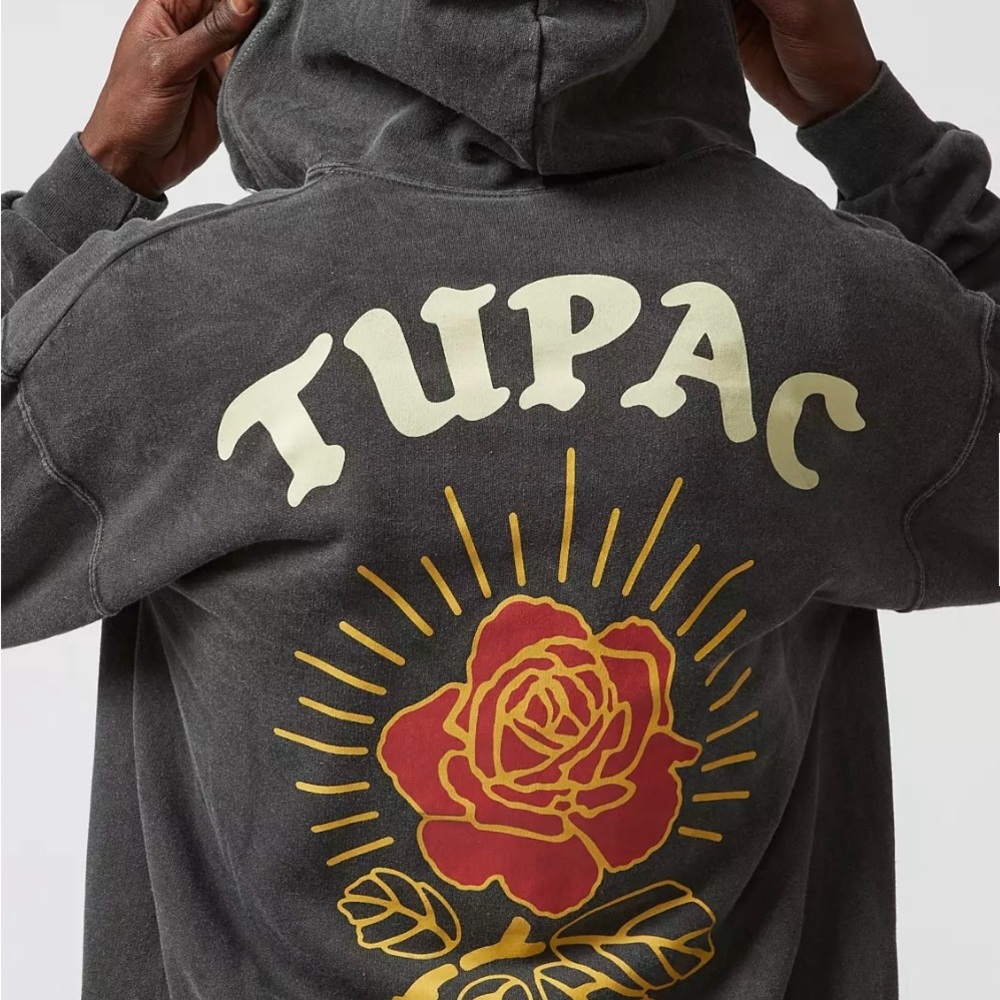 Urban Outfitters Gray Hoodie with Red and Yellow Graphic